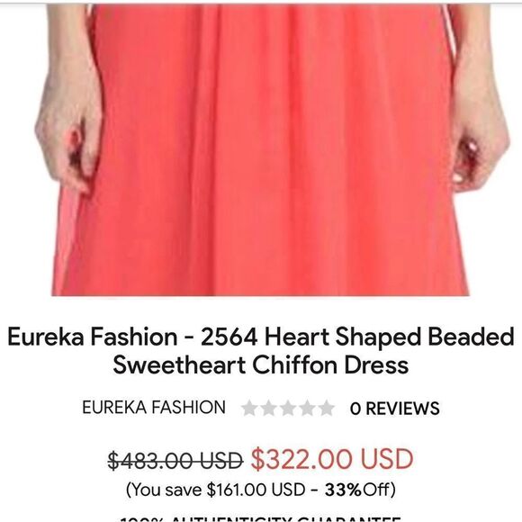 Eureka fashion sweetheart strapless bright coral gown size XS - Picture 3 of 8